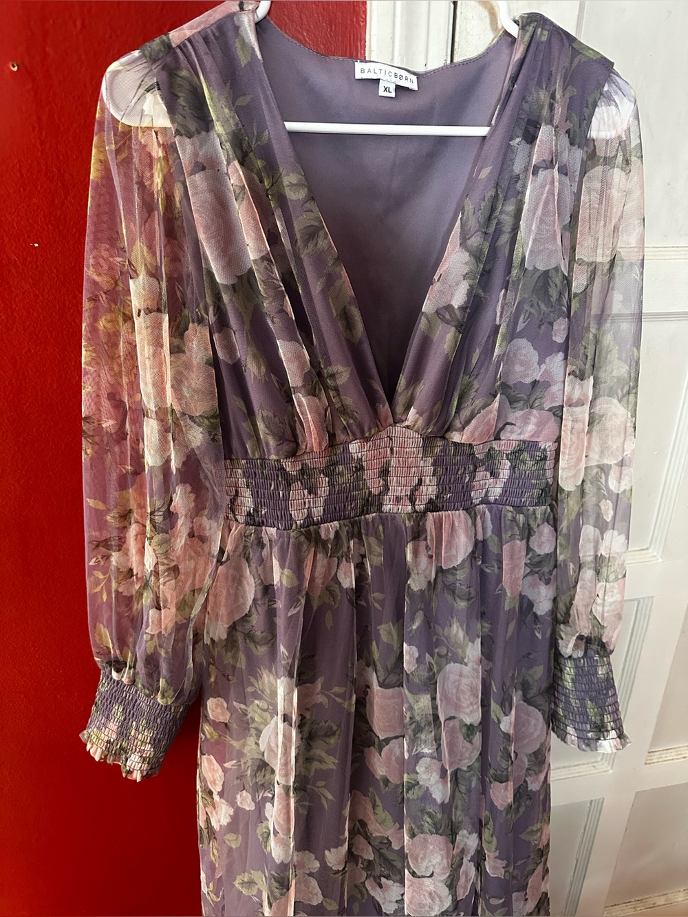 Baltic Born Layla Tulle Maxi Dress Purple Floral Sheer Romantic Wedding XL - Picture 9 of 15